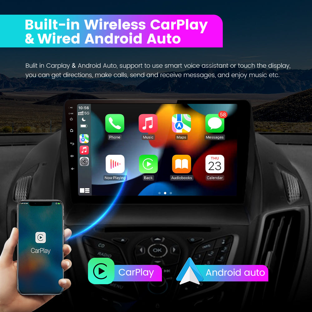 AWESAFE Car Radio Stereo Andriod 12 for Ford Escape 2013-2016Built in CarPlayAndroid AutoDSPGPS NavigationBluetooth Image 4