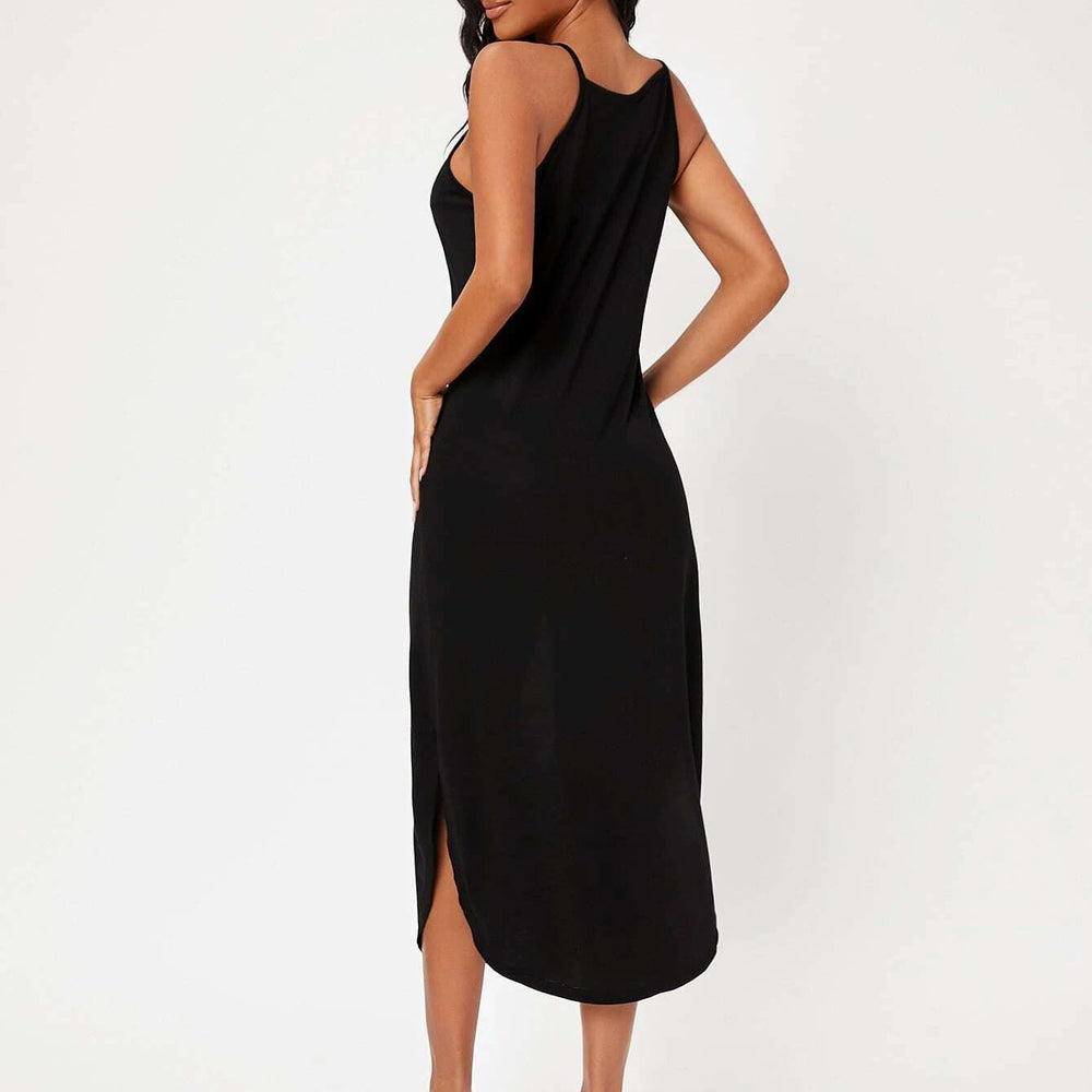 Solid Curved Hem Cami Dress Image 2