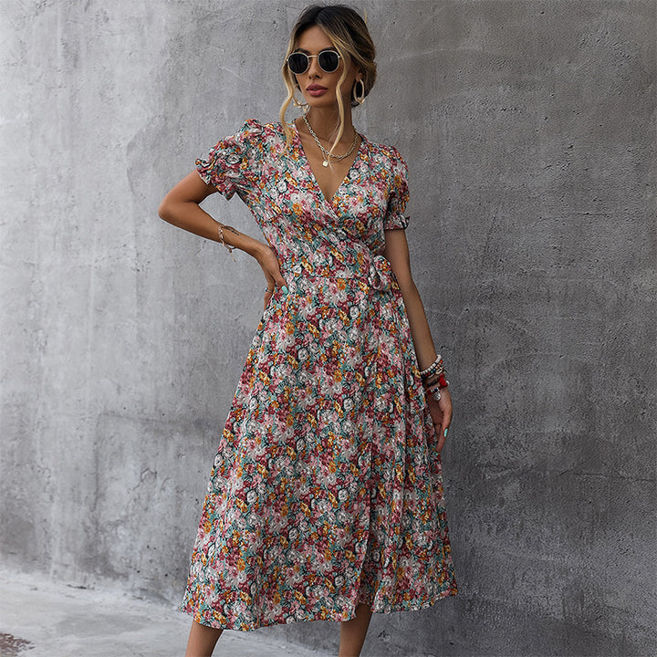 Allover Floral V Neck Dress Image 1