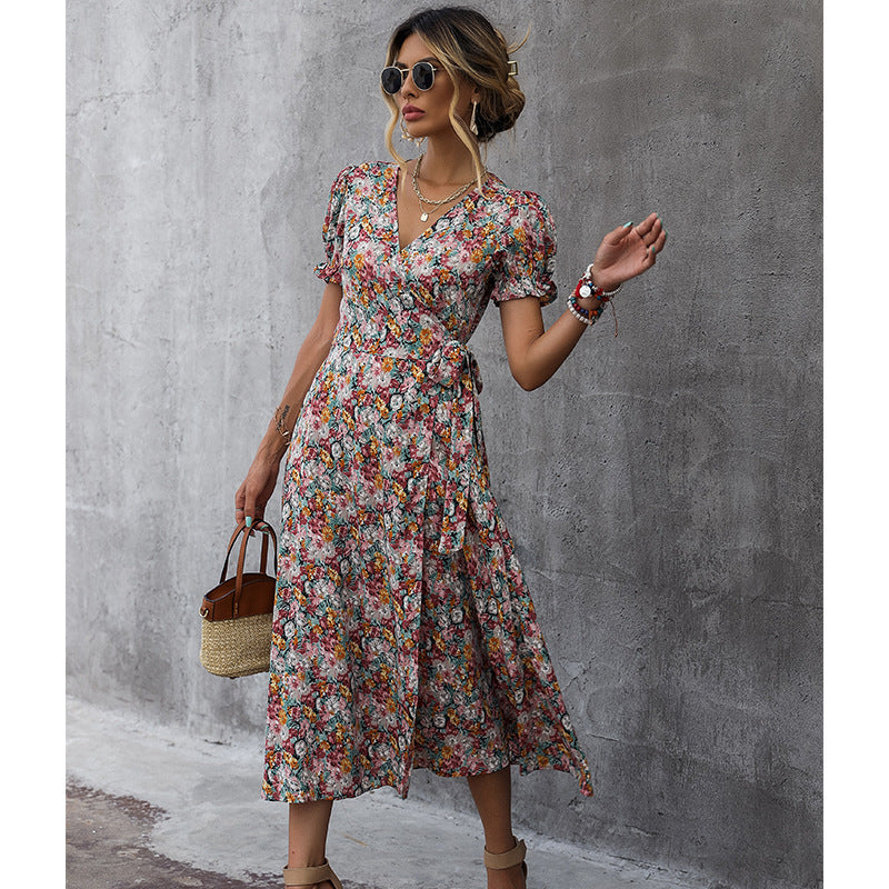 Allover Floral V Neck Dress Image 2