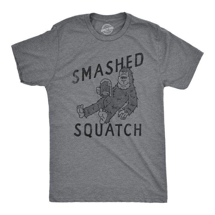 Mens Smashed Squatch T Shirt Funny Drunk Big Foot Sasquatch Beer Drinking Joke For Guys Image 1