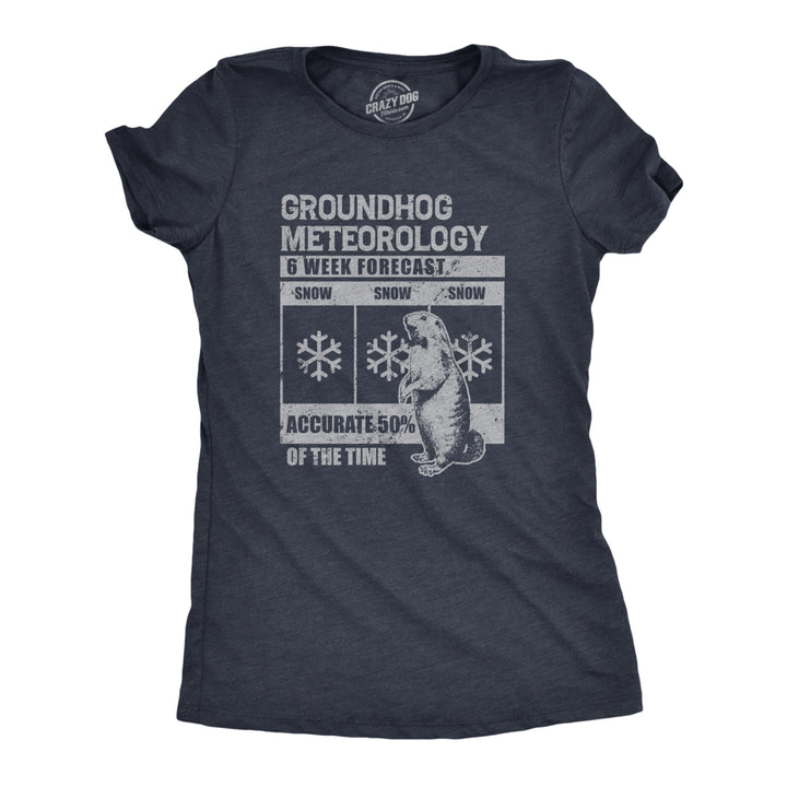 Womens Groundhog Meteorology T Shirt Funny Groundhogs Day Winter Weather Forecast Joke Tee For Ladies Image 1