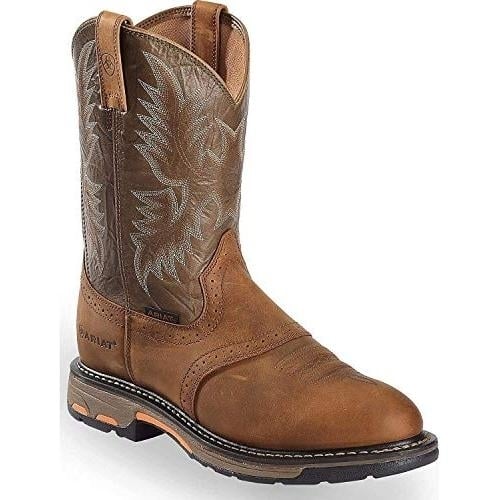 ARIAT WORK Mens 10" WorkHog Soft Toe Pull-On Work Boot Aged Bark - 10001188 AGED BARK Image 4