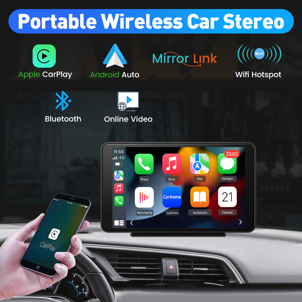 AWESAFE Car Stereo Radio for Wireless Carplay and Android Auto 7 Inch IPS Touch Screen Multimedia Player Audio Image 2