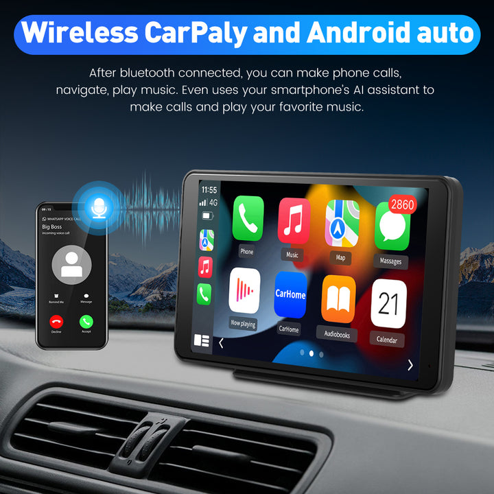 AWESAFE Car Stereo Radio for Wireless Carplay and Android Auto 7 Inch IPS Touch Screen Multimedia Player Audio Image 4