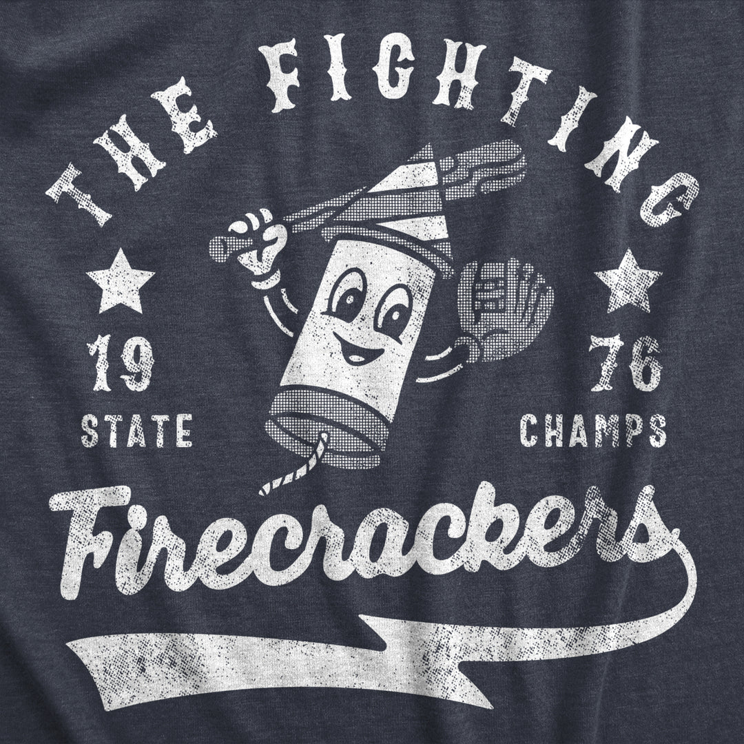 Womens The Fighting Firecrackers T Shirt Funny Fourth Of July Party Baseball Team Tee For Ladies Image 2