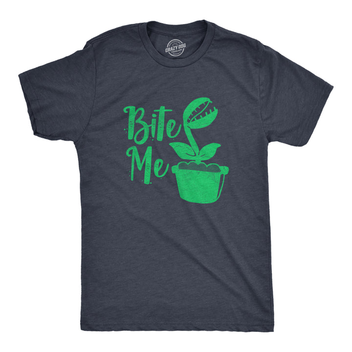 Mens Bite Me T Shirt Funny Venus Fly Trap Carnivorous Plants Joke Tee For Guys Image 1