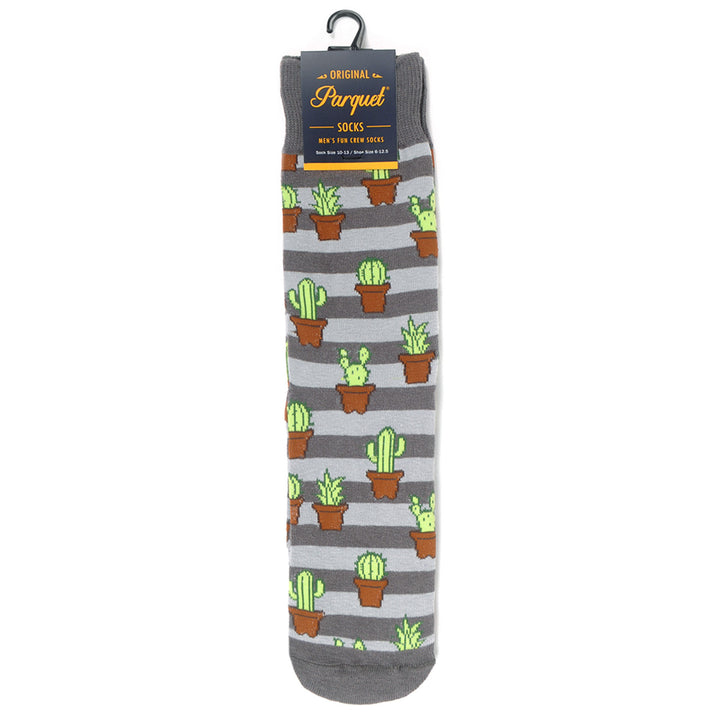 Potted Wild Cactus Socks Novelty Socks Old Southwest Stripped Shades of Gray Family of Cactus Crazy Socks Image 6