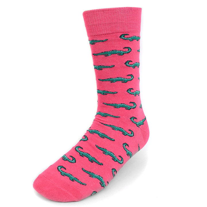 Pink Alligator Socks Novelty Socks Fun Crazy Eating Alligator Socks Crocodile Rock Crazy Socks Image 1