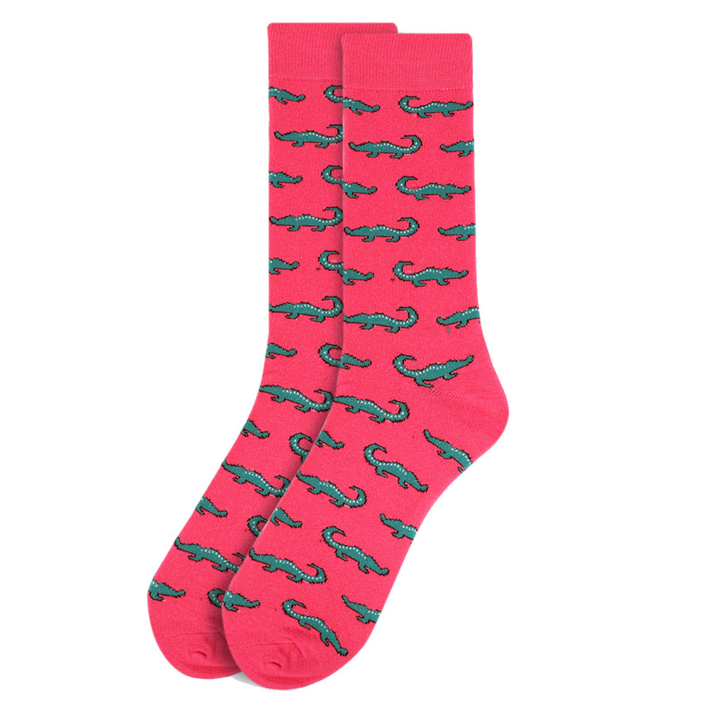 Pink Alligator Socks Novelty Socks Fun Crazy Eating Alligator Socks Crocodile Rock Crazy Socks Image 2