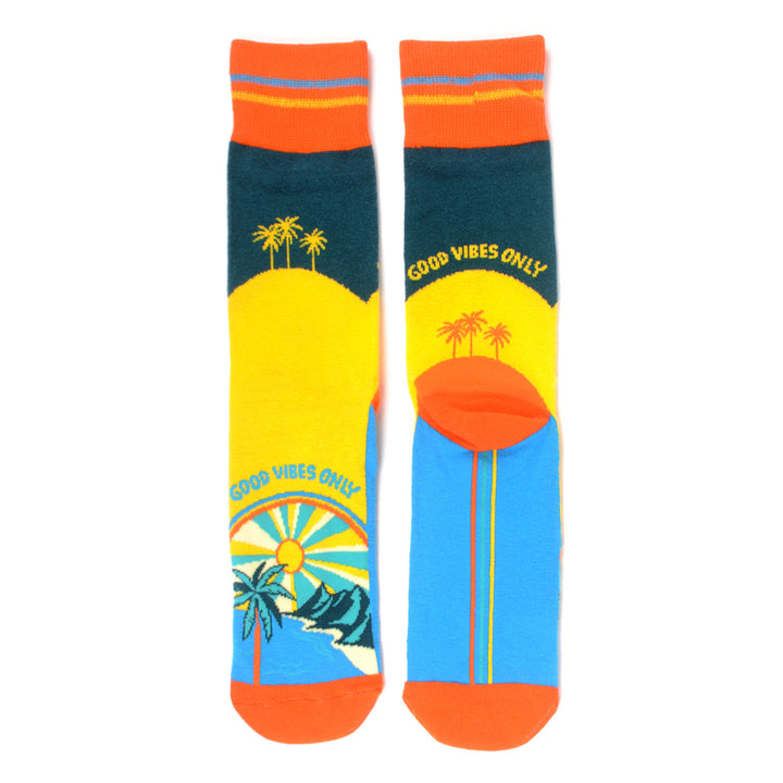 Good Vibes Only Socks Novelty Summer Beach Sunset Fun Crazy Palm Trees Summer Breeze Beach Vacation Socks Image 4