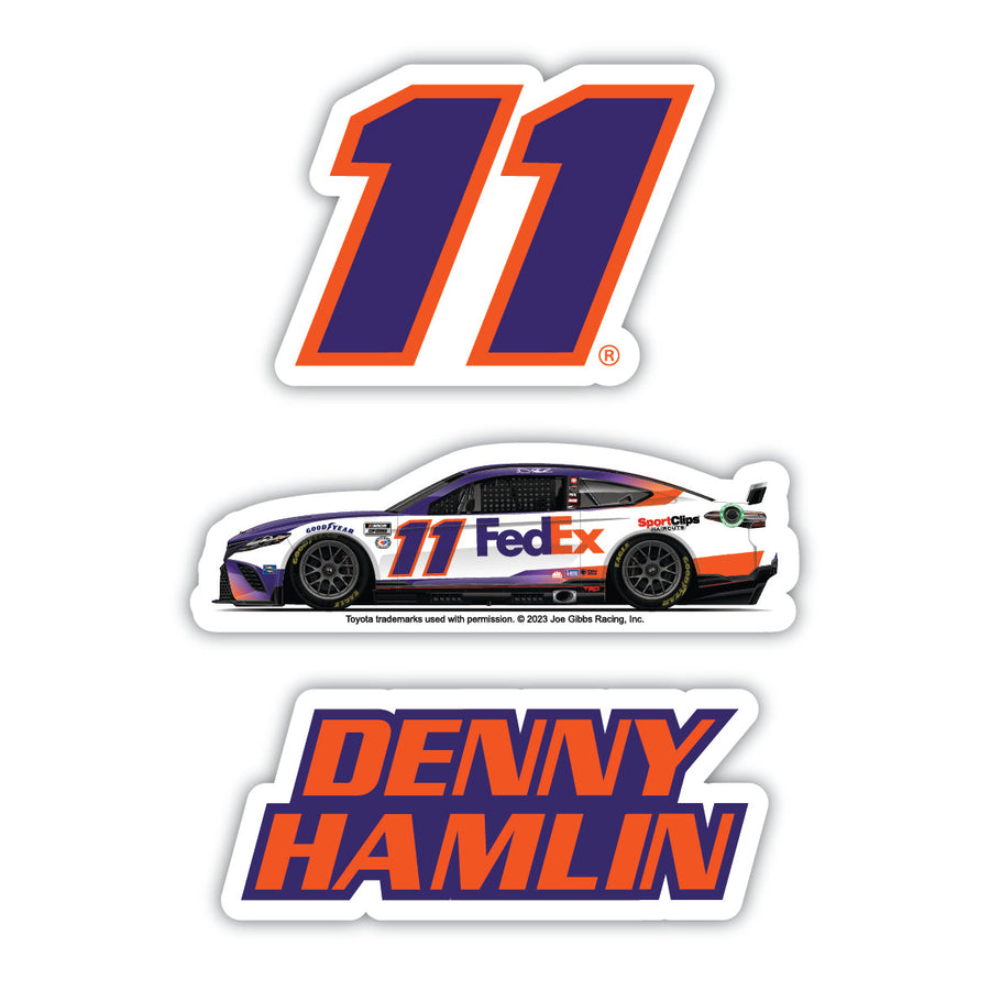 #11 Denny Hamlin  3 Pack Laser Cut Decal Image 1