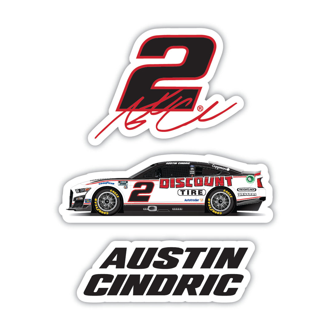 #2 Austin Cindric  3 Pack Laser Cut Decal Image 1