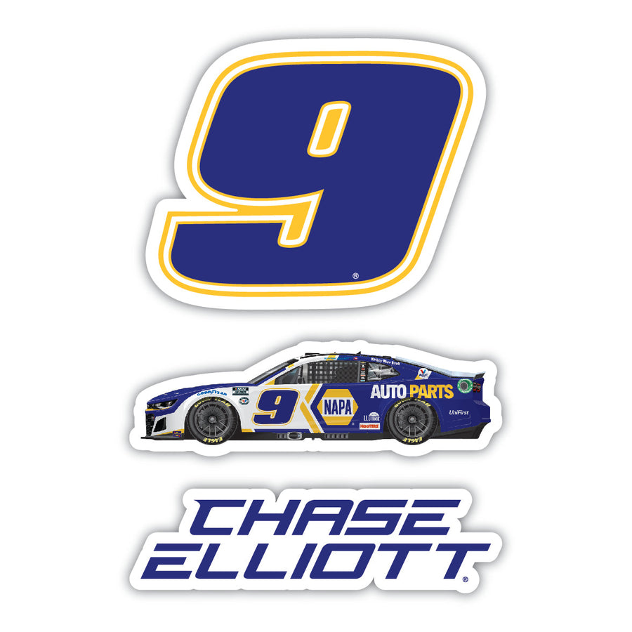 9 Chase Elliott 3 Pack Laser Cut Decal Image 1