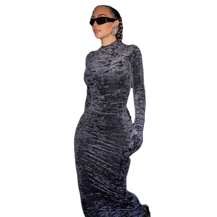 Winter Fashionable Street Slim-Fit Round Neck Dress Image 1