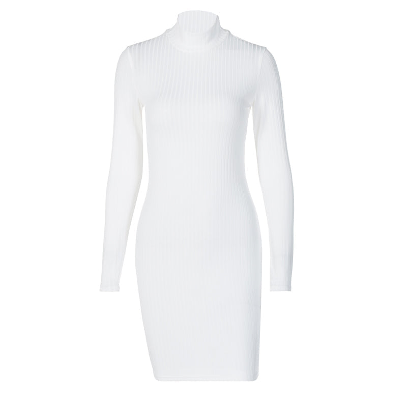 Womens Half-High Collar Versatile Slim-Fit Long Sleeve Dress Image 1