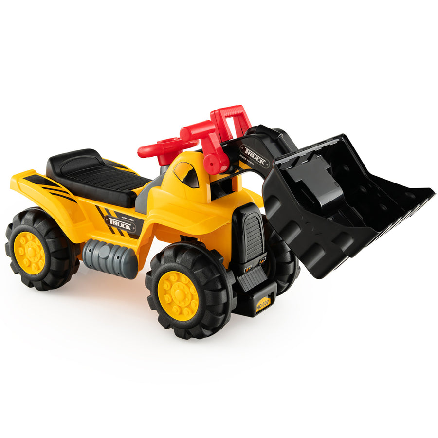 Kids Toddler Ride On Excavator Digger Truck Scooter w/ Sound and Seat Storage Toy Image 1