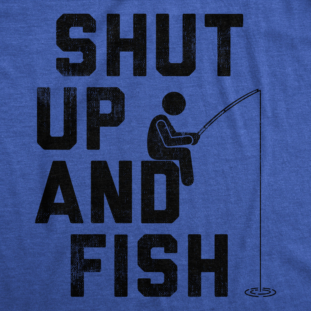 Womens Shut Up And Fish T Shirt Funny Fishing Lovers Fishermen Tee For Ladies Image 2