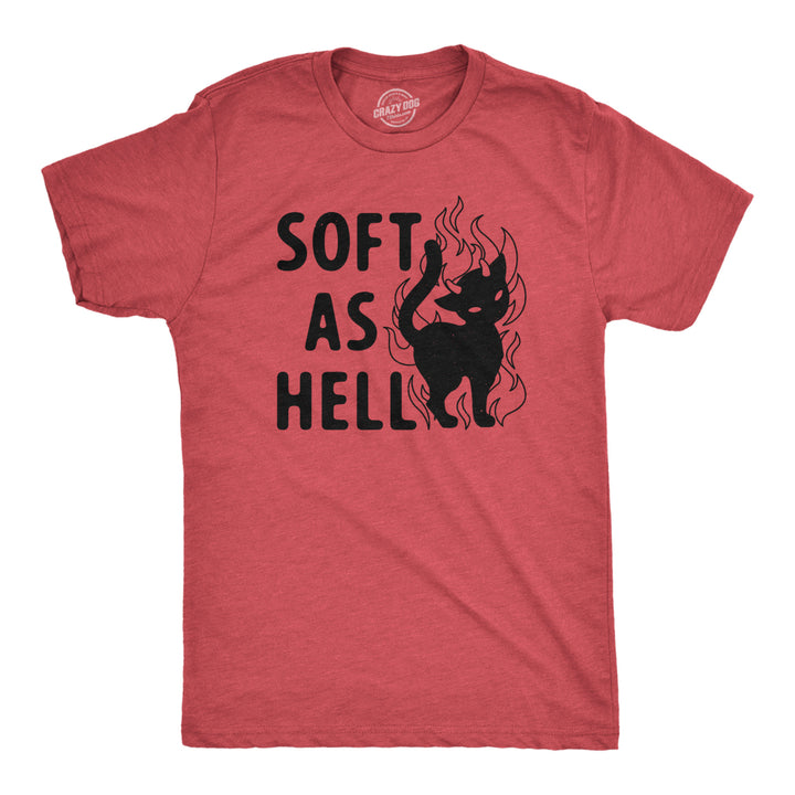 Mens Soft As Hell T Shirt Funny Evil Devil Kitten Tee For Guys Image 1