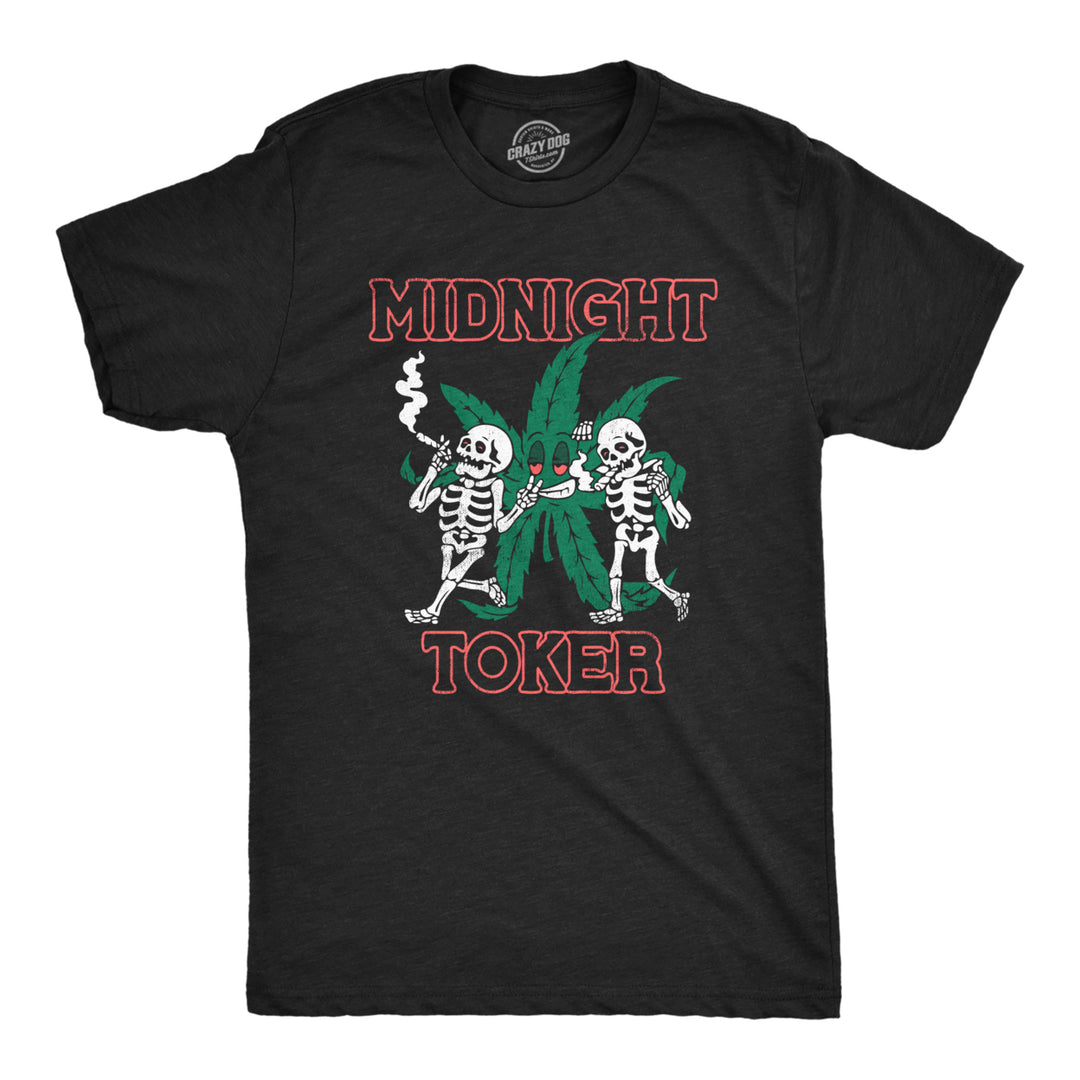 Mens Midnight Toker T Shirt Funny 420 Pot Smoking Weed Leaf Parody Tee For Guys Image 1