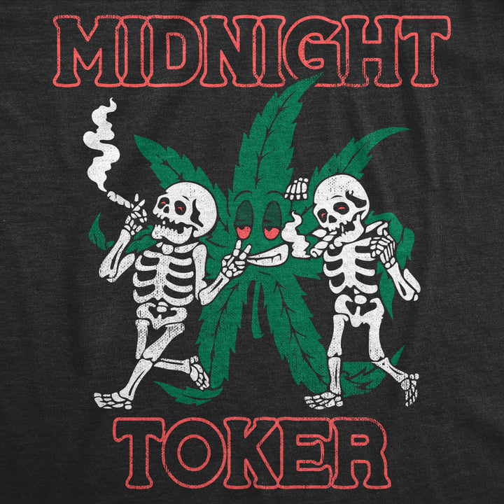 Mens Midnight Toker T Shirt Funny 420 Pot Smoking Weed Leaf Parody Tee For Guys Image 2