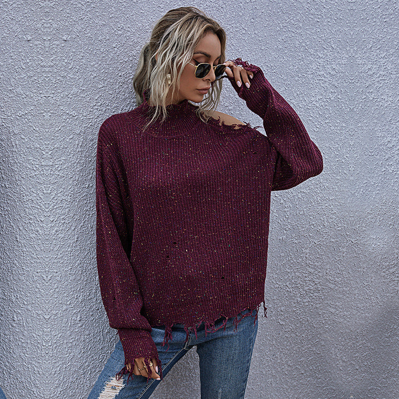 Drop Shoulder Popcorn Knit Sweater Image 6