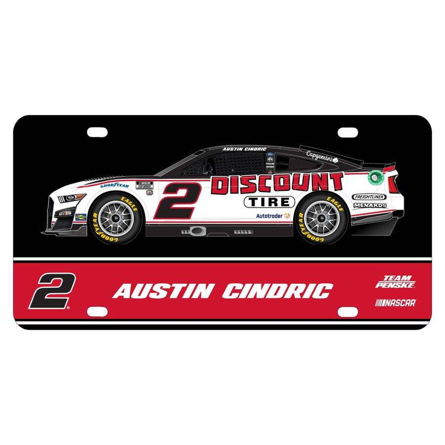 #2 Austin Cindric NASCAR Metal License Plate Image 1