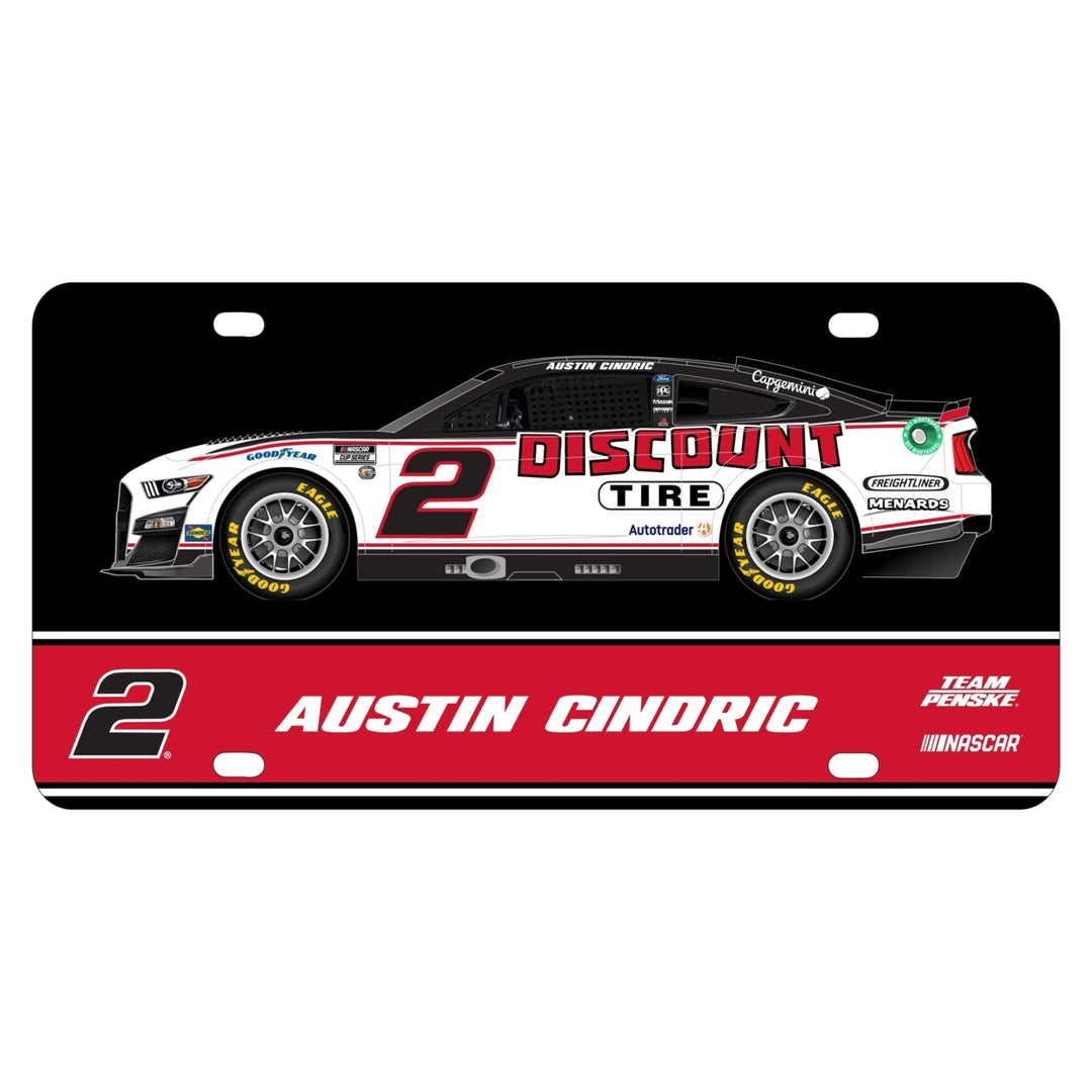 2 Austin Cindric NASCAR Metal License Plate Image 1