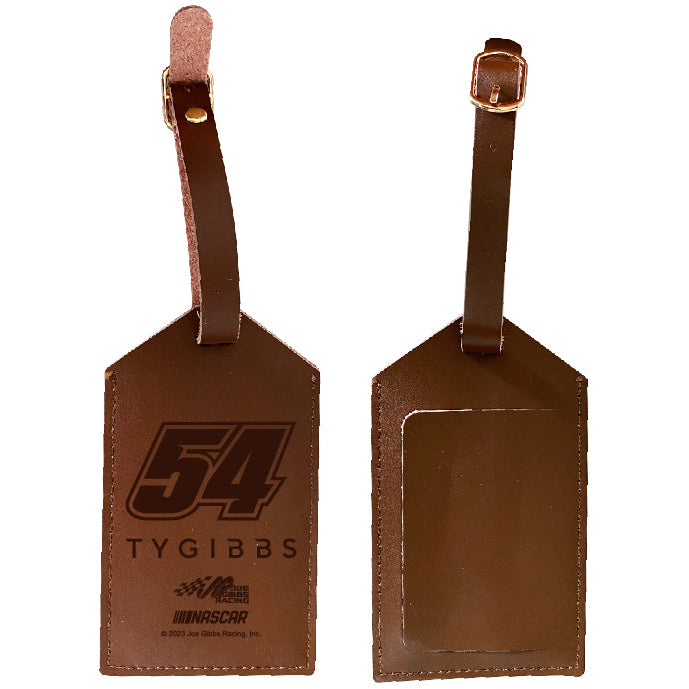 Nascar 54 Ty Gibbs Leather Luggage Tag Engraved Image 1