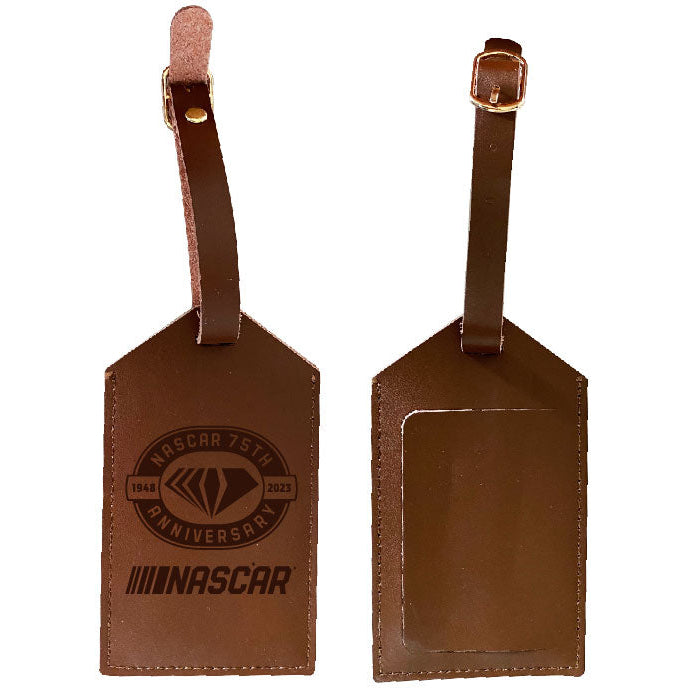 Nascar 75 Year Anniversary Leather Luggage Tag Engraved Image 1