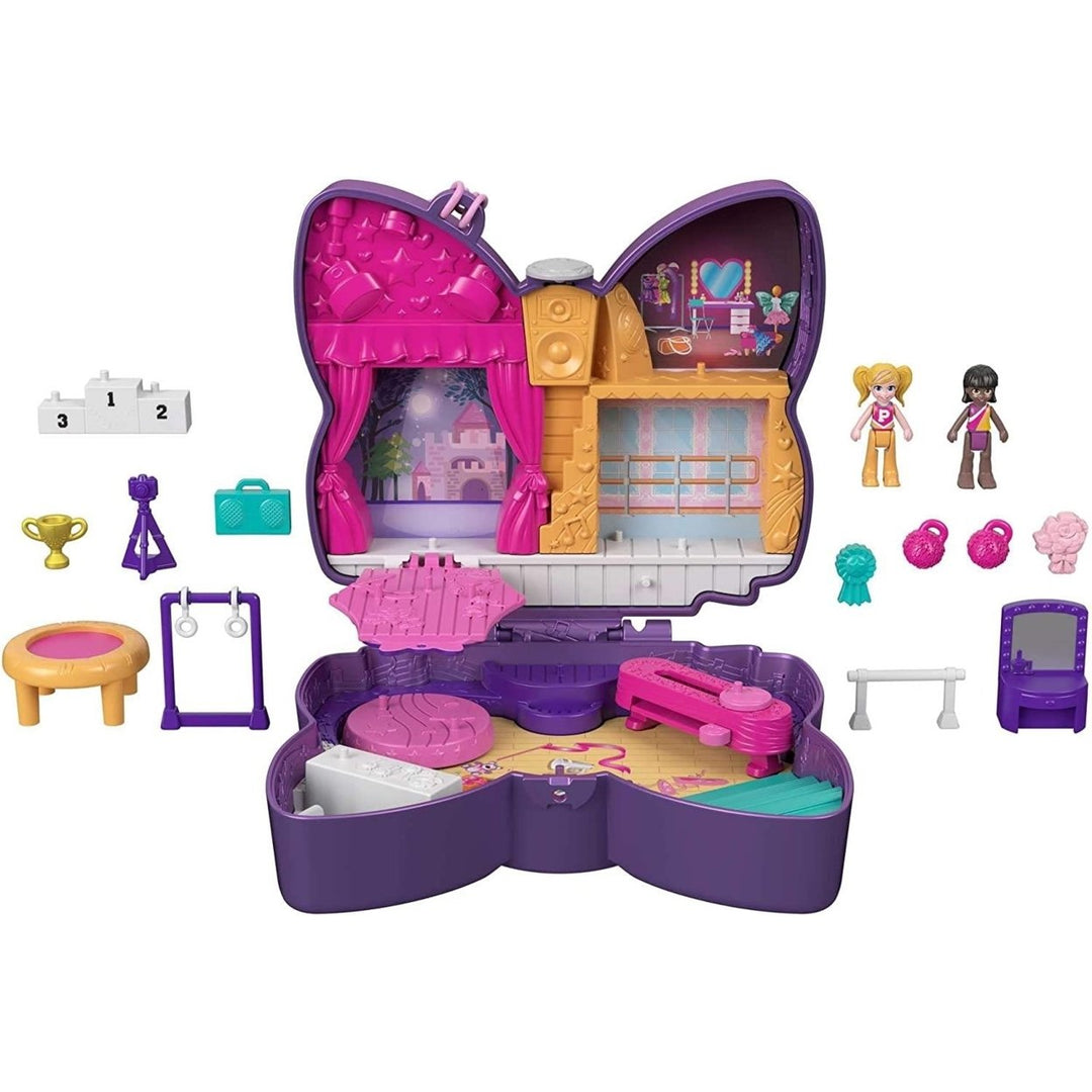 Polly Pocket Sparkle Stage Bow Compact Dance-Themed Doll Playset Mattel Image 1