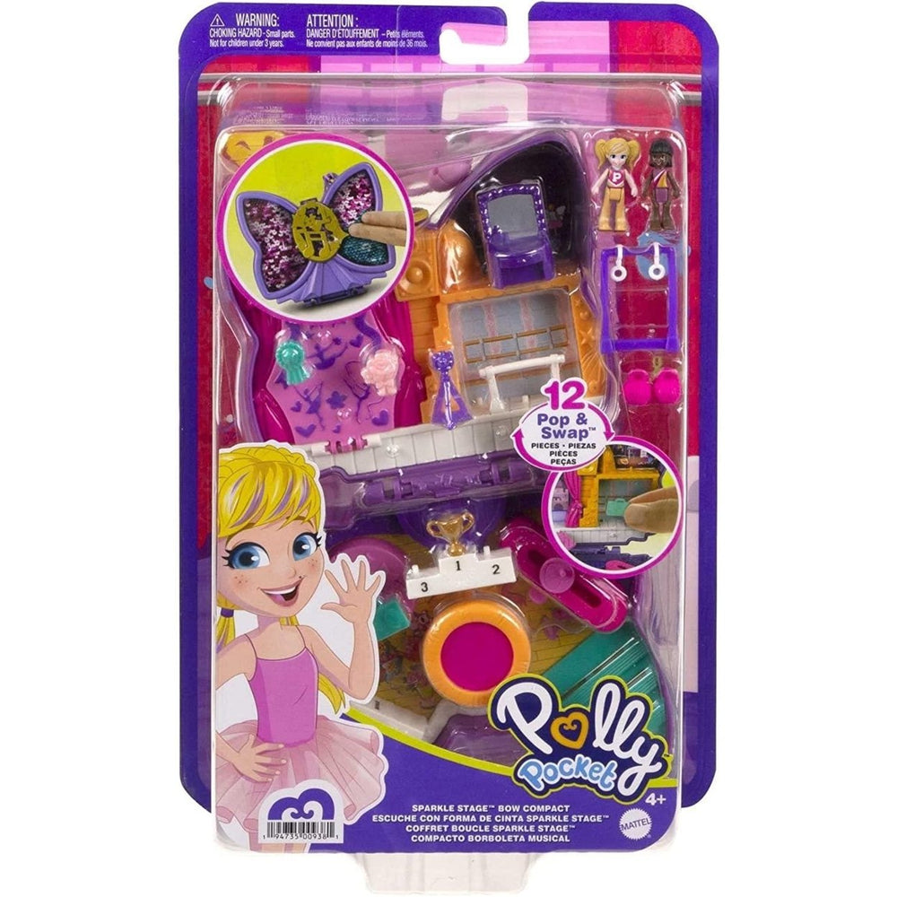 Polly Pocket Sparkle Stage Bow Compact Dance-Themed Doll Playset Mattel Image 2