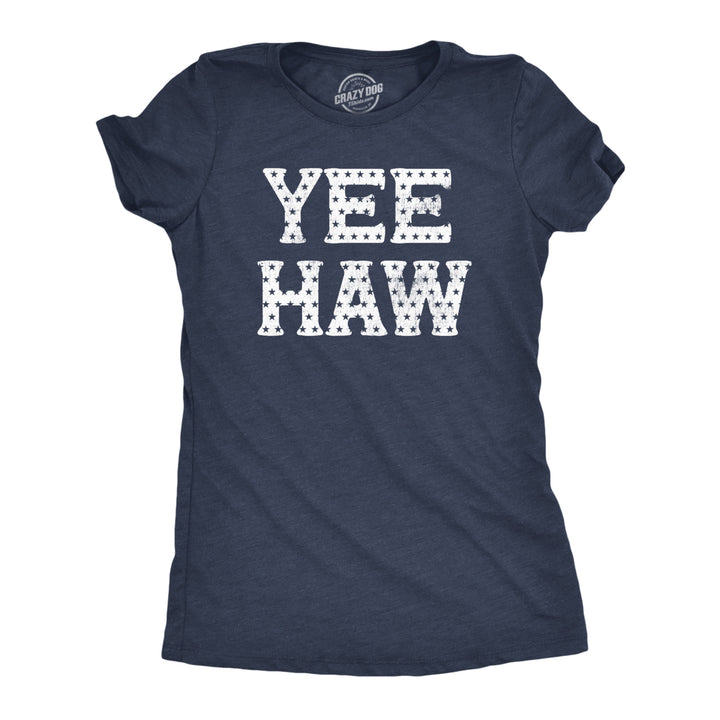 Womens Yee Haw T Shirt Funny Southern Fourth Of July American Flag Tee For Ladies Image 1