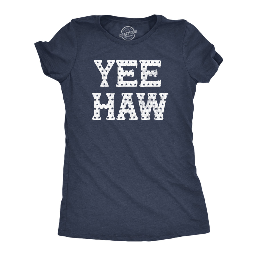 Womens Yee Haw T Shirt Funny Southern Fourth Of July American Flag Tee For Ladies Image 1