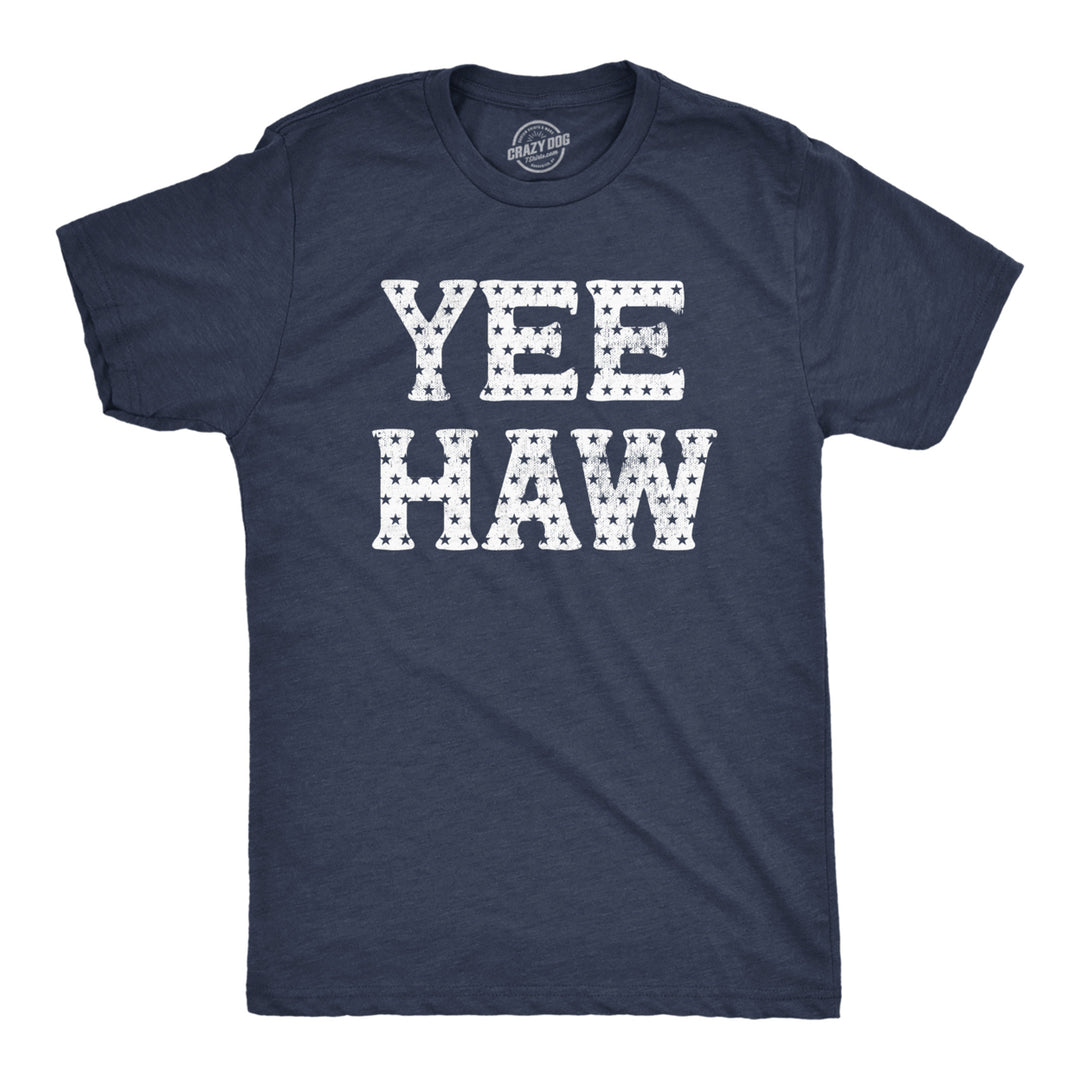 Mens Yee Haw T Shirt Funny Southern Fourth Of July American Flag Tee For Guys Image 1