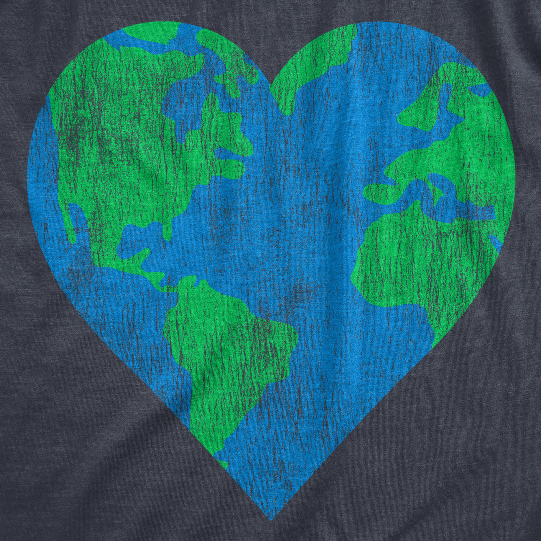 Mens Earth Heart T Shirt Funny Awesome Earth Day Nature Lovers Tee For Guys Image 2