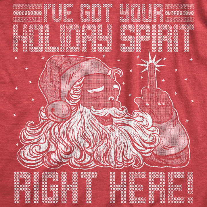 Womens Ive Got Your Holiday Spirit Right Here T Shirt Funny Xmas Rude Santa Claus Tee For Ladies Image 2