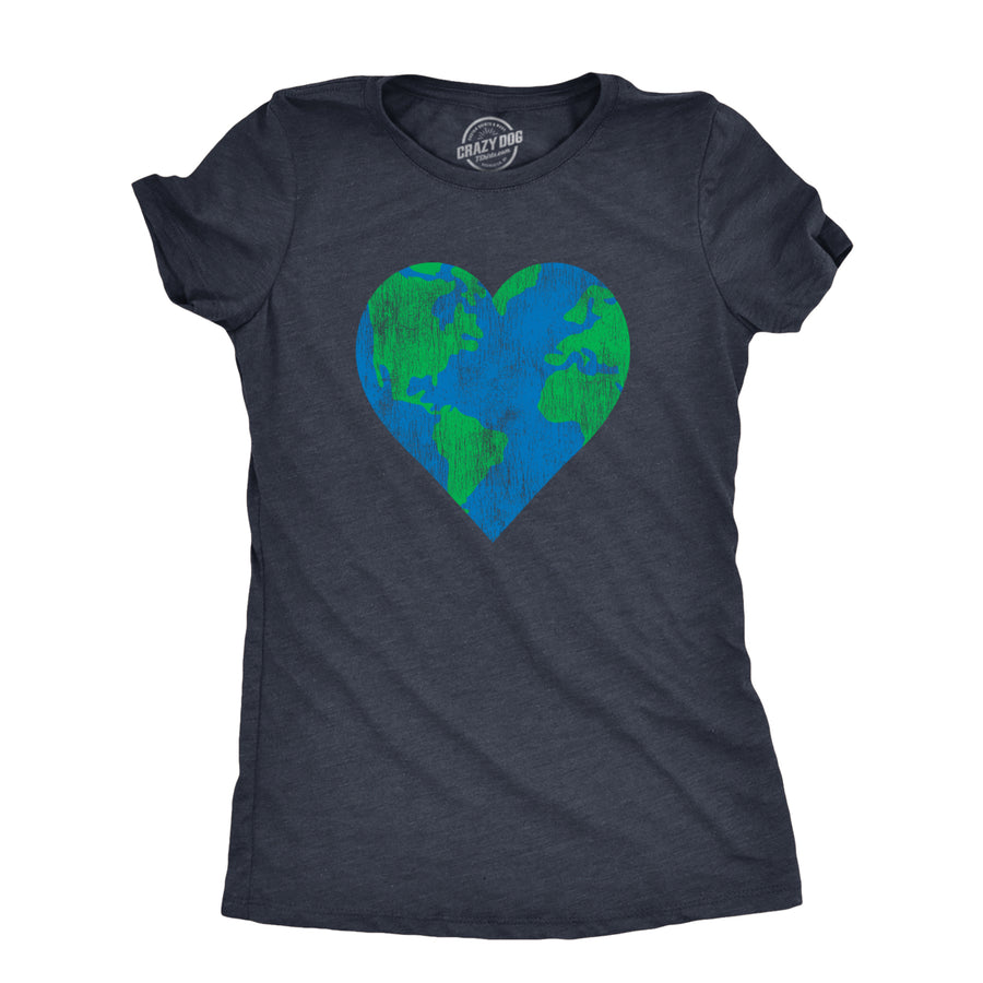 Womens Earth Heart T Shirt Funny Awesome Earth Day Nature Lovers Tee For Ladies Image 1