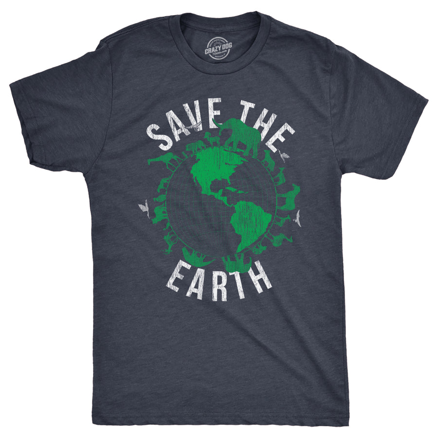 Mens Save The Earth T Shirt Funny Awesome Earth Day Mother Nature Animal Lover Tee For Guys Image 1