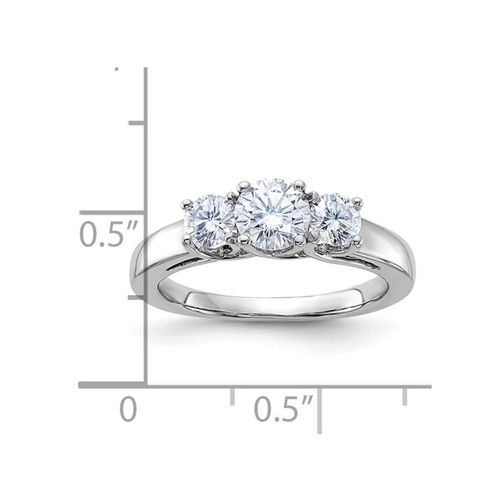 1.00 Carat (ctw E-F) Synthetic Moissanite Three-Stone Anniversary Engagement Ring in 14K White Gold Image 4