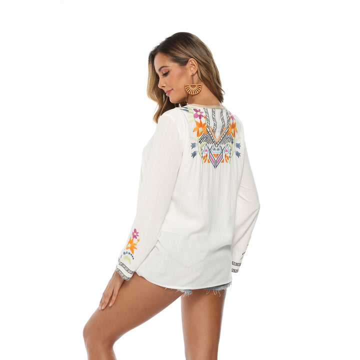 Womens Embroidered Jacket Long-Sleeved Shirt Image 4