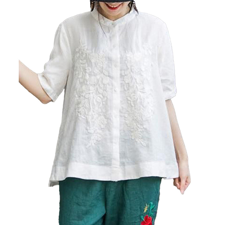 Womens Shirt Embroidery Loose Slim Shirt Women Image 4