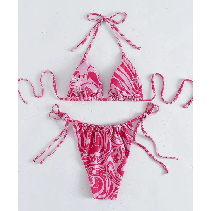 Allover print split swimsuit three-piece Bikini Set Swimsuit Swimwear Image 1