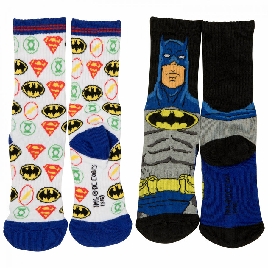 Batman and DC Heroes 2-Pair Pack of Athletic Kids Socks Image 1