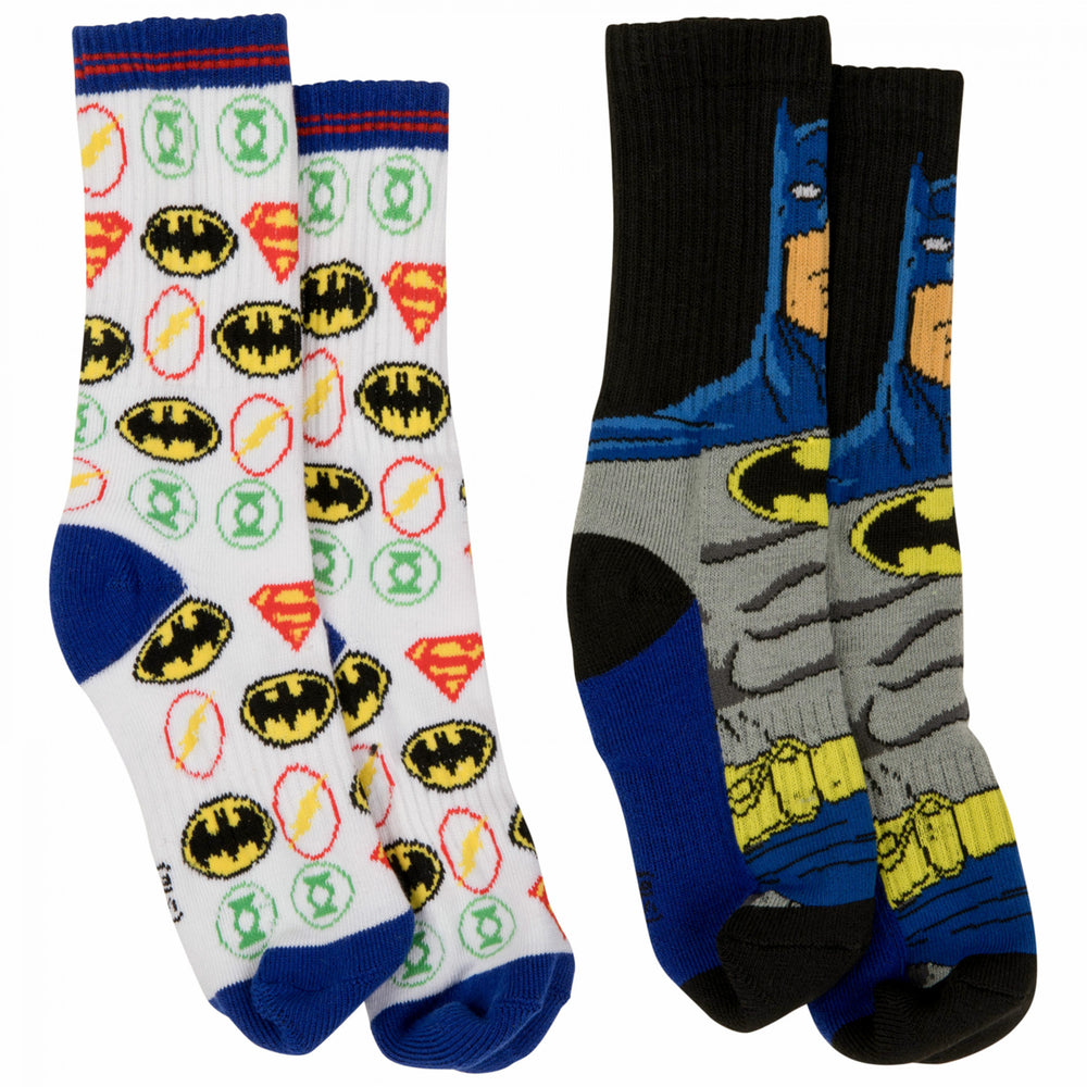 Batman and DC Heroes 2-Pair Pack of Athletic Kids Socks Image 2