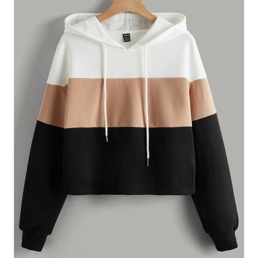 Striped Colorblock Hooded Sweatshirt Image 1