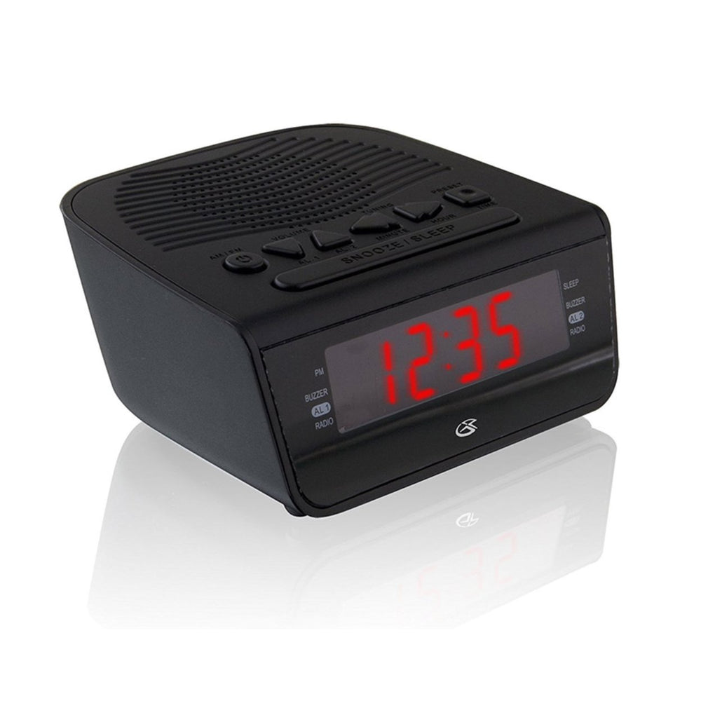 C224B GPX Dual Alarm Clock AM/FM Radio Red LED Display 20 Presets 0.6 Inch Image 2