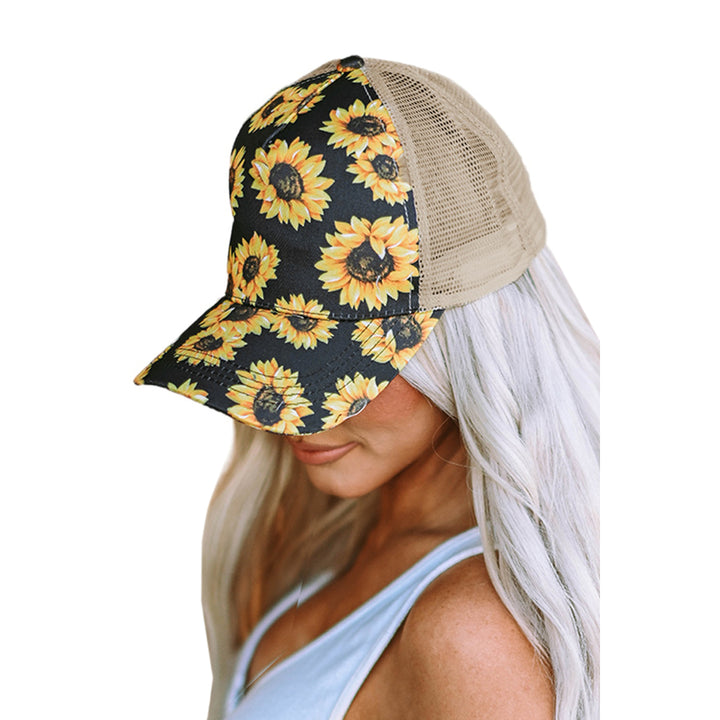 Sunflower Mesh Splicing Criss-Cross Hollow Out Baseball Cap Image 6