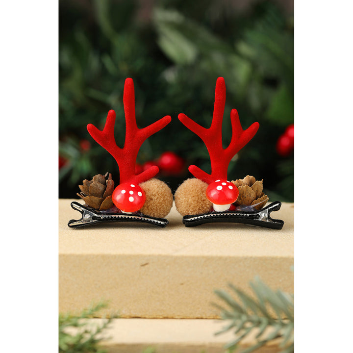 Red Christmas Antler Decor Hairpin Image 4
