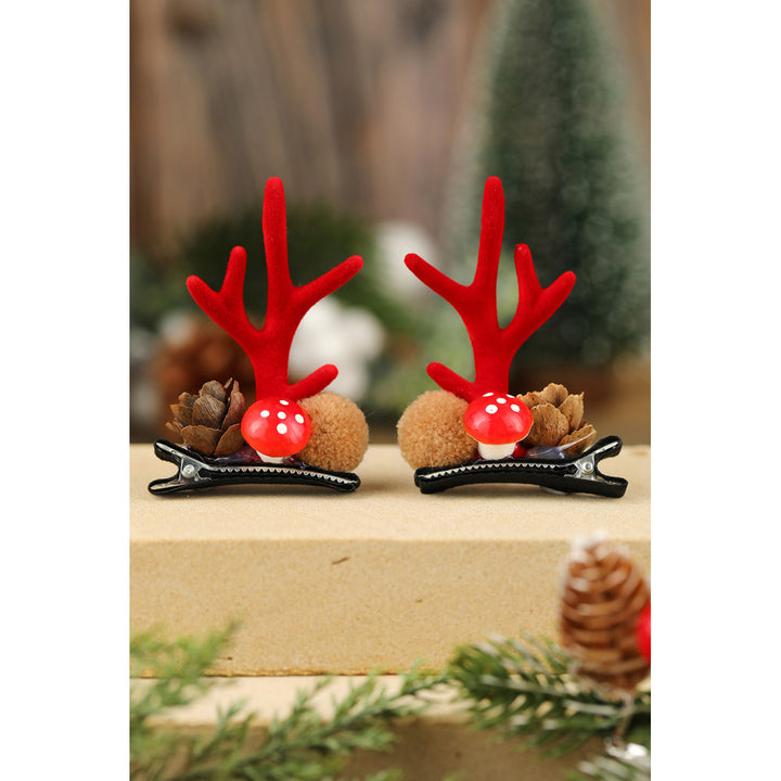Red Christmas Antler Decor Hairpin Image 4